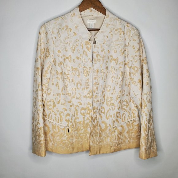 Blazer Femme Chico's – Taille 2 – Argenté – NEUF Avec étiquettes